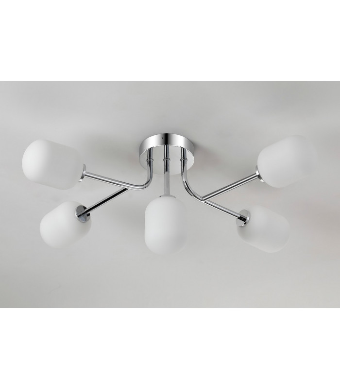 Tivoli Linear Semi Flush Ceiling 5 Light G9 IP44 Polished Chrome/Opal Smooth Tubular Glass-8