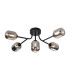Tivoli Linear Semi Flush Ceiling 5 Light G9 IP44 Satin Black/Smoke Smooth Tubular Glass-1
