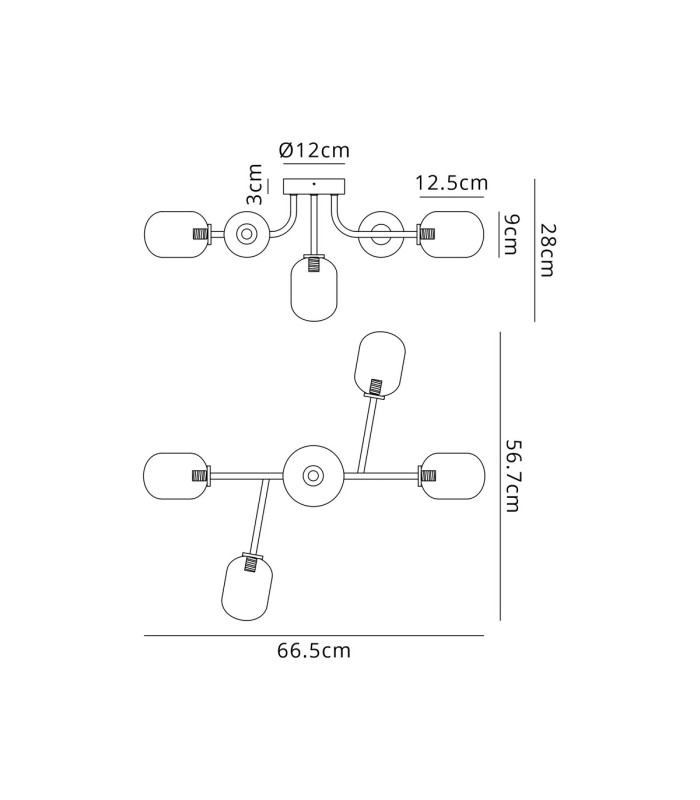 Tivoli Linear Semi Flush Ceiling 5 Light G9 IP44 Satin Black/Smoke Smooth Tubular Glass-2