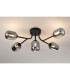 Tivoli Linear Semi Flush Ceiling 5 Light G9 IP44 Satin Black/Smoke Smooth Tubular Glass-3