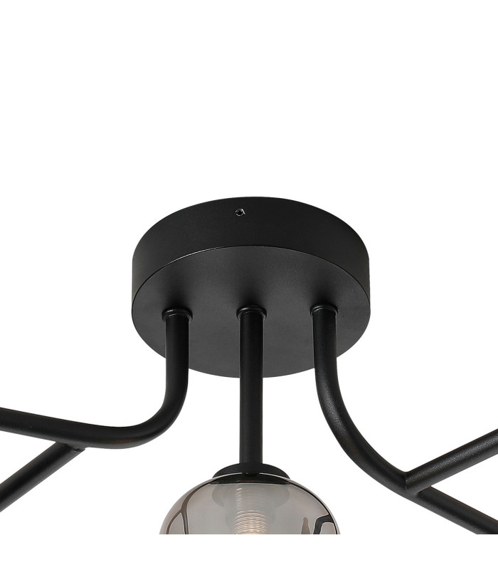 Tivoli Linear Semi Flush Ceiling 5 Light G9 IP44 Satin Black/Smoke Smooth Tubular Glass-5