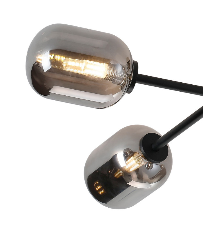 Tivoli Linear Semi Flush Ceiling 5 Light G9 IP44 Satin Black/Smoke Smooth Tubular Glass-7