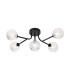 Tivoli Linear Semi Flush Ceiling 5 Light G9 IP44 Satin Black/Clear Cross Pattern Round Glass-1