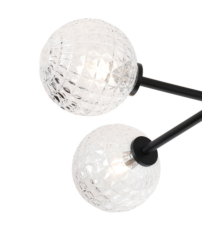 Tivoli Linear Semi Flush Ceiling 5 Light G9 IP44 Satin Black/Clear Cross Pattern Round Glass-7