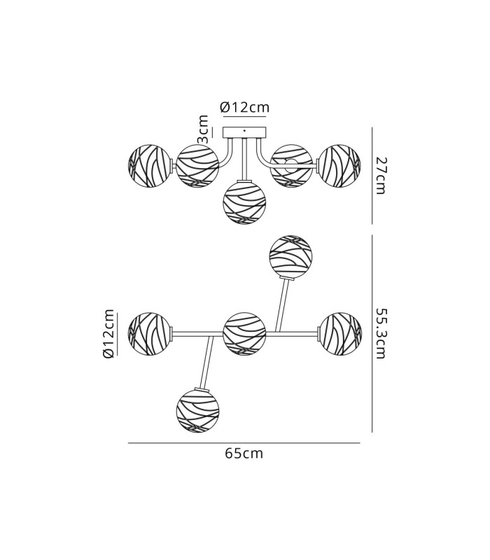 Tivoli Linear Semi Flush Ceiling 5 Light G9 IP44 Polished Chrome/Clear Dune Effect Round Glass-2
