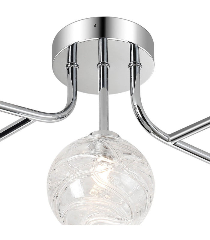 Tivoli Linear Semi Flush Ceiling 5 Light G9 IP44 Polished Chrome/Clear Dune Effect Round Glass-5