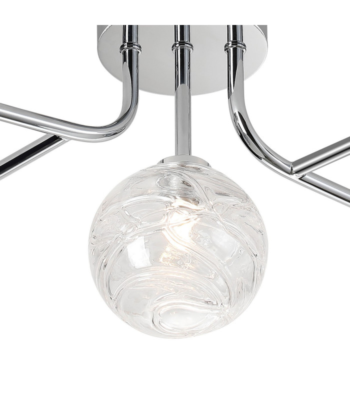 Tivoli Linear Semi Flush Ceiling 5 Light G9 IP44 Polished Chrome/Clear Dune Effect Round Glass-6