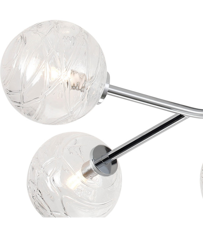 Tivoli Linear Semi Flush Ceiling 5 Light G9 IP44 Polished Chrome/Clear Dune Effect Round Glass-7