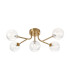 Tivoli Linear Semi Flush Ceiling 5 Light G9 IP44 Brass Gold/Clear Waved Round Glass-1