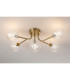 Tivoli Linear Semi Flush Ceiling 5 Light G9 IP44 Brass Gold/Clear Waved Round Glass-3