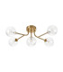 Tivoli Linear Semi Flush Ceiling 5 Light G9 IP44 Brass Gold/Clear Waved Round Glass-4