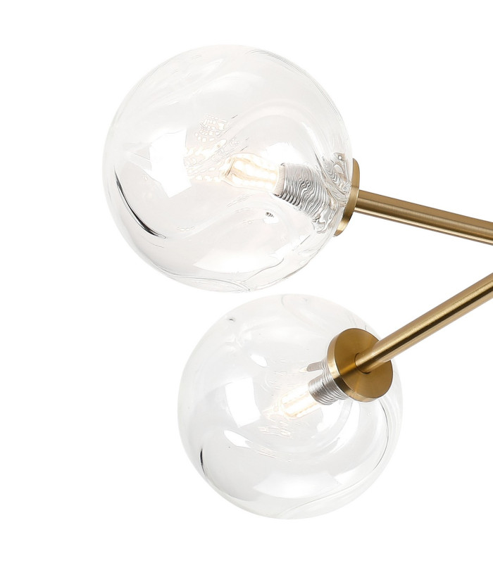 Tivoli Linear Semi Flush Ceiling 5 Light G9 IP44 Brass Gold/Clear Waved Round Glass-7