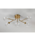 Tivoli Linear Semi Flush Ceiling 5 Light G9 IP44 Brass Gold/Clear Waved Round Glass-8