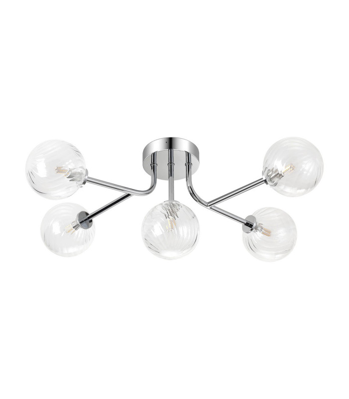 Tivoli Linear Semi Flush Ceiling 5 Light G9 IP44 Polished Chrome/Clear Swirl Round Glass-4
