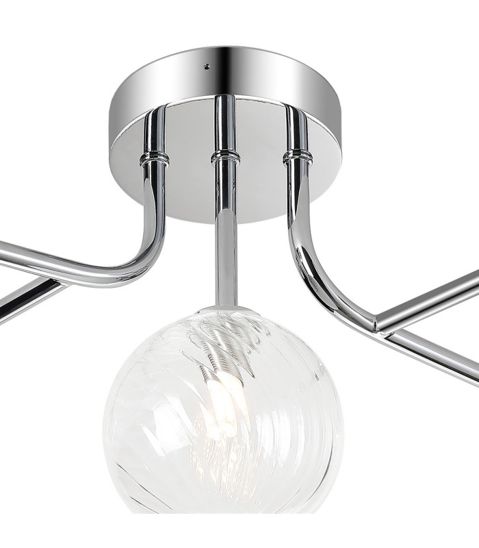 Tivoli Linear Semi Flush Ceiling 5 Light G9 IP44 Polished Chrome/Clear Swirl Round Glass-5