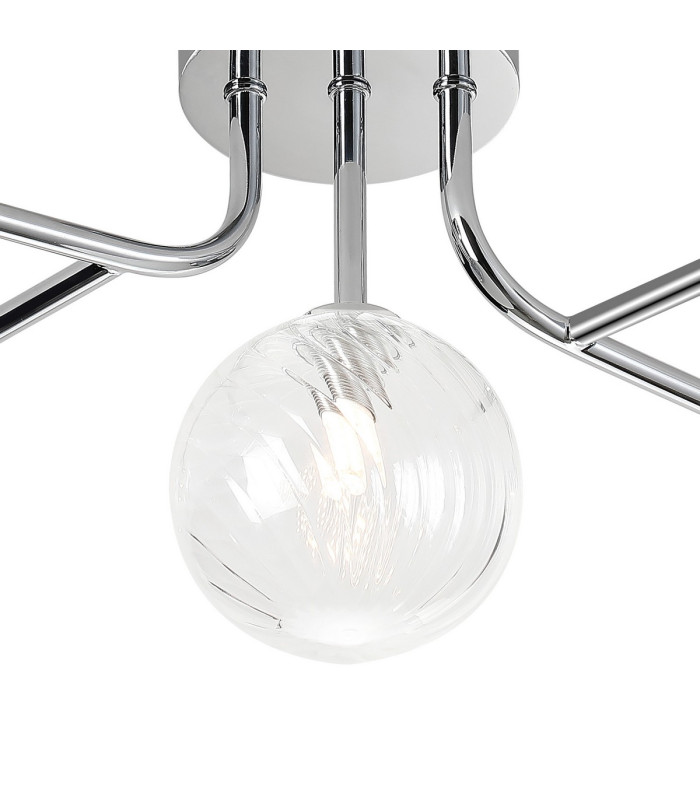 Tivoli Linear Semi Flush Ceiling 5 Light G9 IP44 Polished Chrome/Clear Swirl Round Glass-6