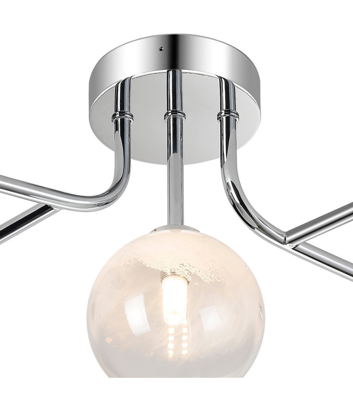Tivoli Linear Semi Flush Ceiling 5 Light G9 IP44 Polished Chrome/White Two-Tone Snow Specks Round Glass-5