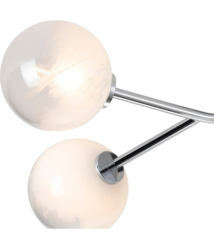 Tivoli Linear Semi Flush Ceiling 5 Light G9 IP44 Polished Chrome/White Two-Tone Snow Specks Round Glass-7
