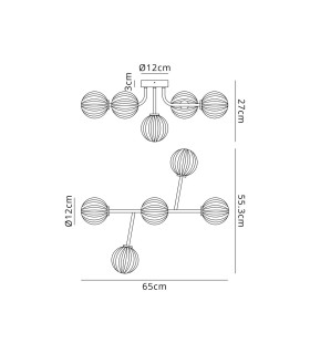 Tivoli Linear Semi Flush Ceiling 5 Light G9 IP44 Satin Black/Opal Round Segment Glass-2