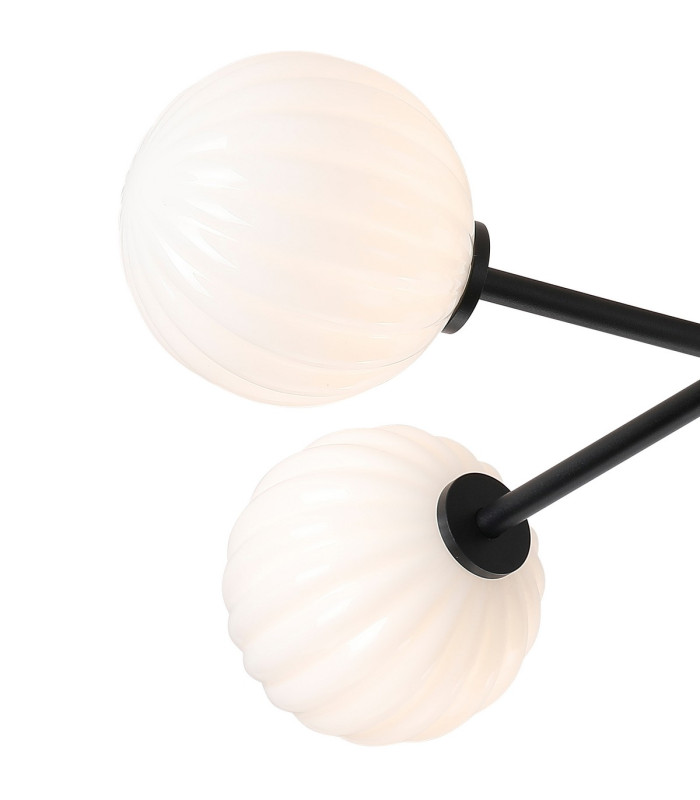 Tivoli Linear Semi Flush Ceiling 5 Light G9 IP44 Satin Black/Opal Round Segment Glass-7