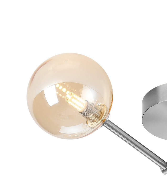 Tivoli Semi Flush Ceiling Tiered Adjustable Arms 5 Light G9 IP44 Polished Chrome/Amber Smooth Round Glass-5