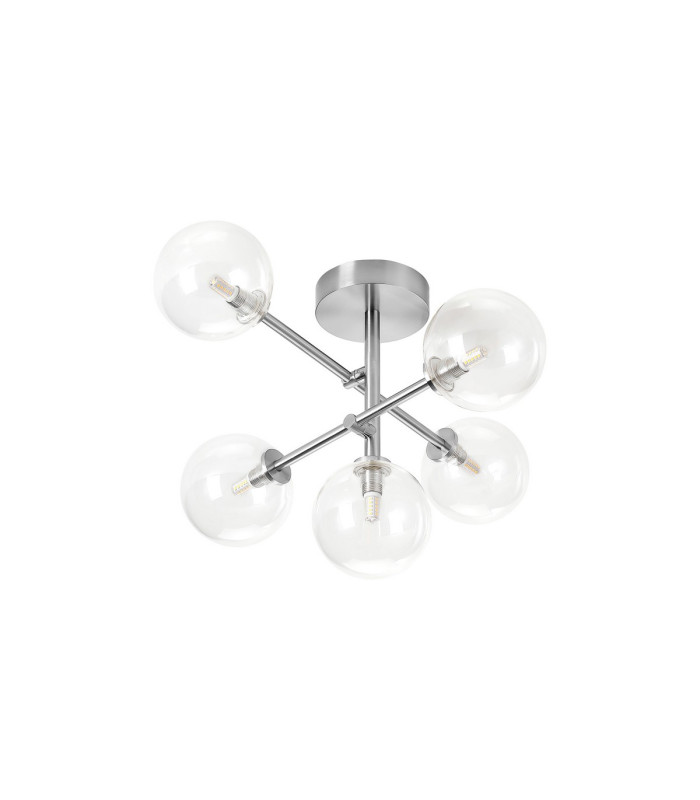 Tivoli Semi Flush Ceiling Tiered Adjustable Arms 5 Light G9 IP44 Polished Chrome/Clear Smooth Round Glass-4