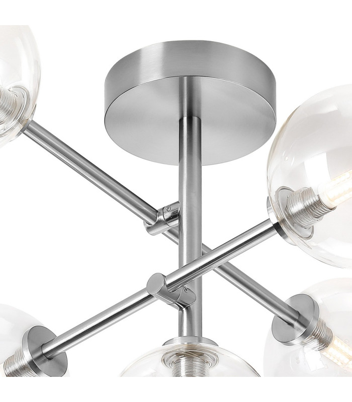 Tivoli Semi Flush Ceiling Tiered Adjustable Arms 5 Light G9 IP44 Polished Chrome/Clear Smooth Round Glass-6