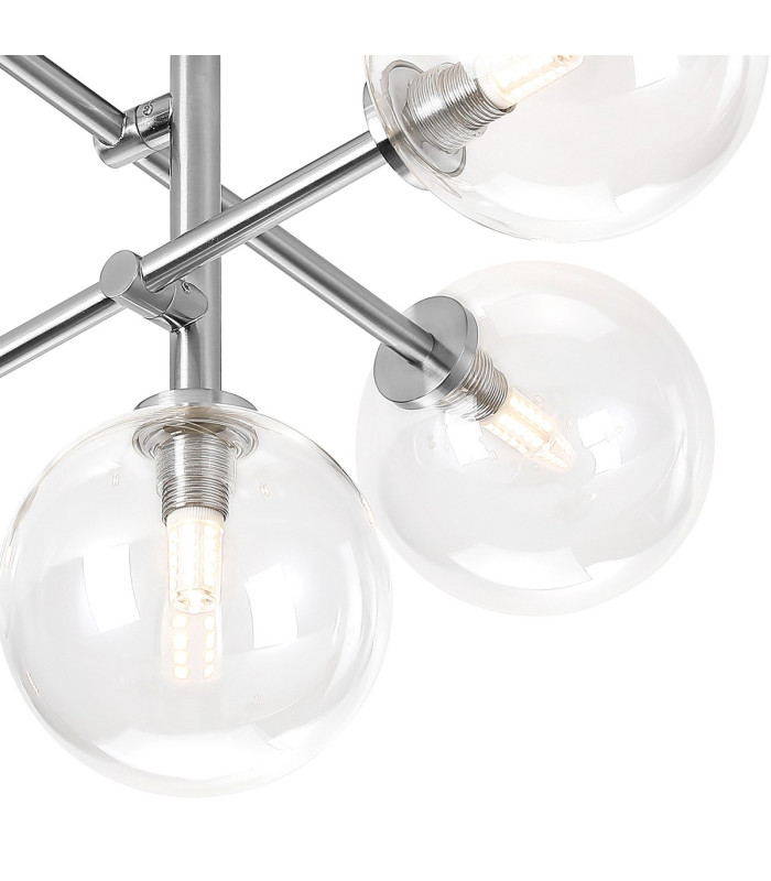 Tivoli Semi Flush Ceiling Tiered Adjustable Arms 5 Light G9 IP44 Polished Chrome/Clear Smooth Round Glass-7
