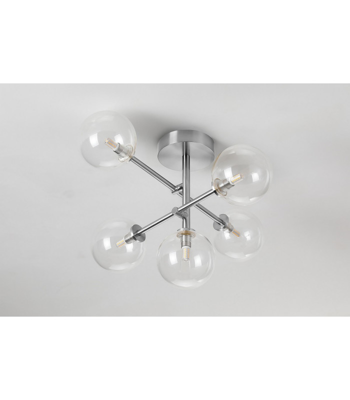 Tivoli Semi Flush Ceiling Tiered Adjustable Arms 5 Light G9 IP44 Polished Chrome/Clear Smooth Round Glass-8