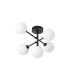 Tivoli Semi Flush Ceiling Tiered Adjustable Arms 5 Light G9 IP44 Satin Black/Opal Smooth Round Glass-4