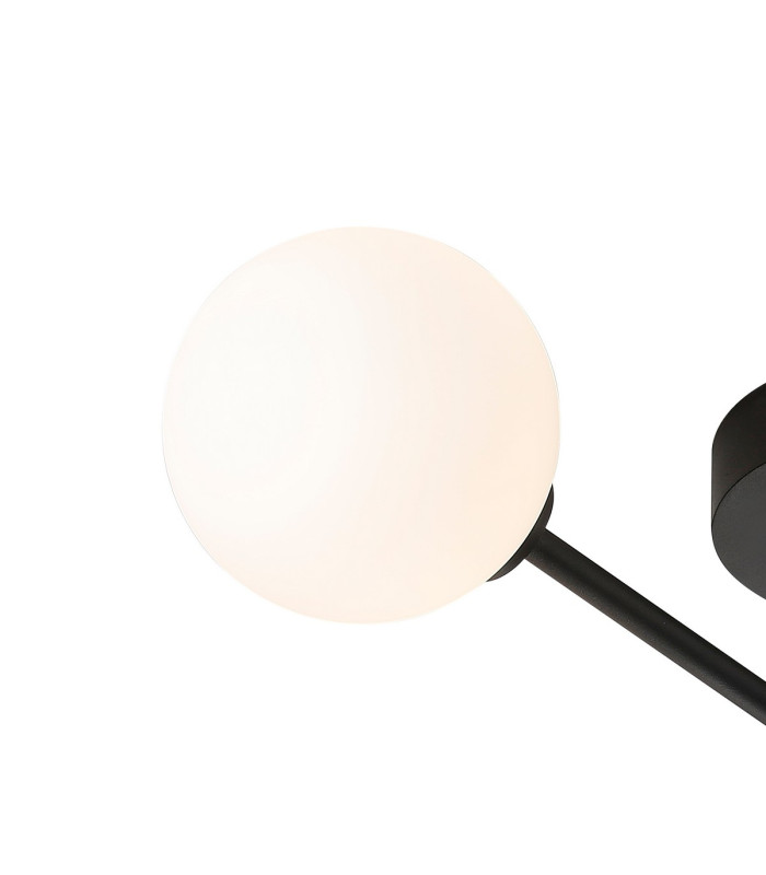 Tivoli Semi Flush Ceiling Tiered Adjustable Arms 5 Light G9 IP44 Satin Black/Opal Smooth Round Glass-5