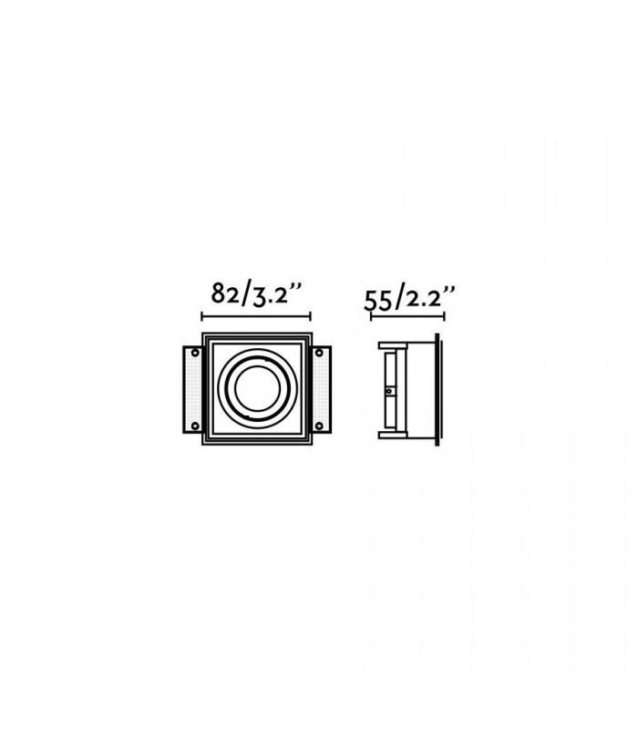 Black Tiltable square recessed Downlight Trimless, GU10 - 3