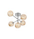 Tivoli Semi Flush Ceiling Tiered Adjustable Arms 5 Light G9 IP44 Polished Chrome/Amber Ribbed Round Glass-1
