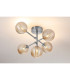 Tivoli Semi Flush Ceiling Tiered Adjustable Arms 5 Light G9 IP44 Polished Chrome/Amber Ribbed Round Glass-3