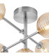 Tivoli Semi Flush Ceiling Tiered Adjustable Arms 5 Light G9 IP44 Polished Chrome/Amber Ribbed Round Glass-6
