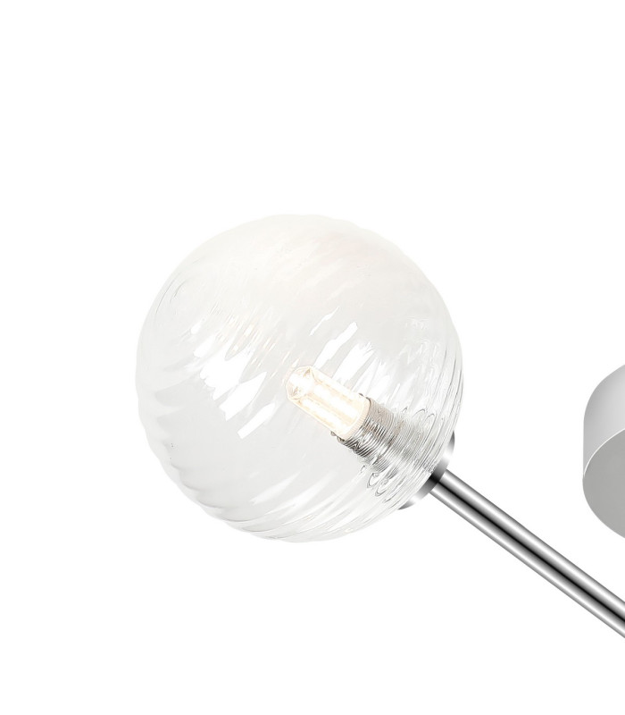 Tivoli Semi Flush Ceiling Tiered Adjustable Arms 5 Light G9 IP44 Polished Chrome/Clear Ribbed Round Glass-6