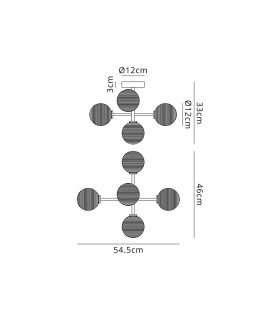 Tivoli Semi Flush Ceiling Tiered Adjustable Arms 5 Light G9 IP44 Polished Chrome/Smoke Ribbed Round Glass-2