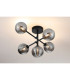 Tivoli Semi Flush Ceiling Tiered Adjustable Arms 5 Light G9 IP44 Satin Black/Smoke Ribbed Round Glass-3