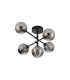 Tivoli Semi Flush Ceiling Tiered Adjustable Arms 5 Light G9 IP44 Satin Black/Smoke Ribbed Round Glass-4