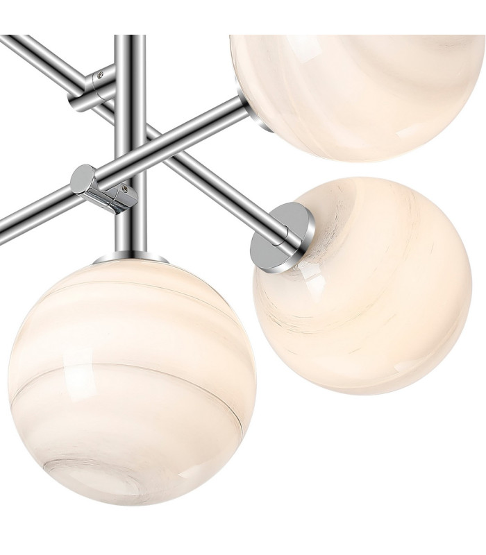 Tivoli Semi Flush Ceiling Tiered Adjustable Arms 5 Light G9 IP44 Polished Chrome/Grey/White Round Marble Effect Glass-6