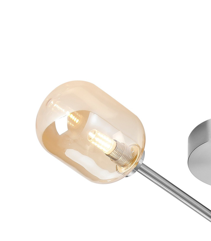 Tivoli Semi Flush Ceiling Tiered Adjustable Arms 5 Light G9 IP44 Polished Chrome/Amber Smooth Tubular Glass-5
