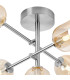 Tivoli Semi Flush Ceiling Tiered Adjustable Arms 5 Light G9 IP44 Polished Chrome/Amber Smooth Tubular Glass-6