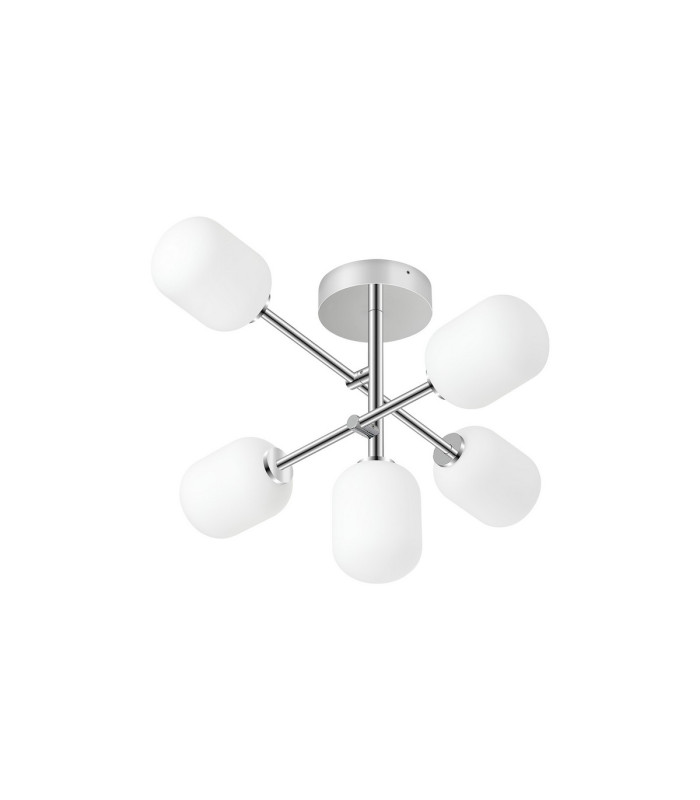 Tivoli Semi Flush Ceiling Tiered Adjustable Arms 5 Light G9 IP44 Polished Chrome/Opal Smooth Tubular Glass-3