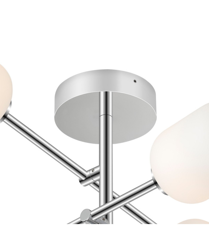 Tivoli Semi Flush Ceiling Tiered Adjustable Arms 5 Light G9 IP44 Polished Chrome/Opal Smooth Tubular Glass-5