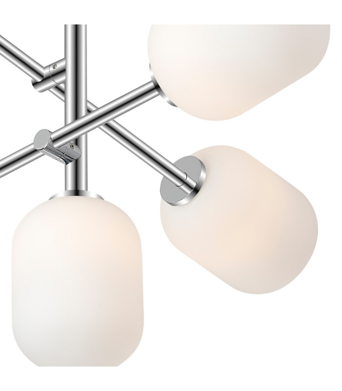 Tivoli Semi Flush Ceiling Tiered Adjustable Arms 5 Light G9 IP44 Polished Chrome/Opal Smooth Tubular Glass-6