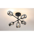 Tivoli Semi Flush Ceiling Tiered Adjustable Arms 5 Light G9 IP44 Satin Black/Smoke Smooth Tubular Glass-3