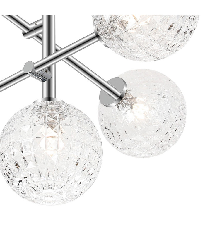 Tivoli Semi Flush Ceiling Tiered Adjustable Arms 5 Light G9 IP44 Polished Chrome/Clear Cross Pattern Round Glass-7