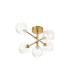 Tivoli Semi Flush Ceiling Tiered Adjustable Arms 5 Light G9 IP44 Brass Gold/Clear Waved Round Glass-1