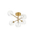 Tivoli Semi Flush Ceiling Tiered Adjustable Arms 5 Light G9 IP44 Brass Gold/Clear Waved Round Glass-4