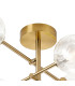 Tivoli Semi Flush Ceiling Tiered Adjustable Arms 5 Light G9 IP44 Brass Gold/Clear Waved Round Glass-6